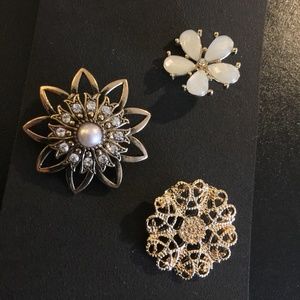 3-Piece Antique Flower Fashion Pin Set